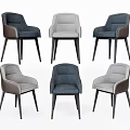 Modern Design Upholstered Dining Chairs With Gray Brown Fabric And Black Legs