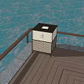 Square Lattice Design Outdoor Light On Wooden Deck By Waterfront With Warm Illumination
