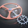 Durable Hardware Tools Orange Spoked Handwheel with Silver Toothed Gear and Metal Components