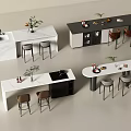 Modern Bar Counter Designs With Marble Tops Stools And Decorative Elements 3d model