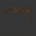Wooden Table With Two Drawers Four Legs Classic Design Textured Surface