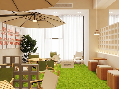 Modern Milk Tea Shop Log Cream Milk Tea Shop 3d model