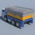 Futuristic Utility Vehicle With Six Wheeled Design White Blue Yellow Exterior And Roof Antenna
