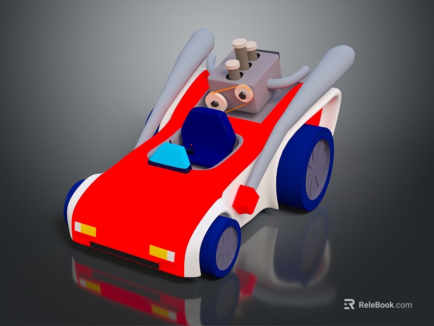 Electric Toy Car With Red Body White Accents Blue Seat And Wheels For Kids Play 3d model 