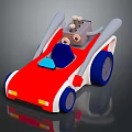 Electric Toy Car With Red Body White Accents Blue Seat And Wheels For Kids Play