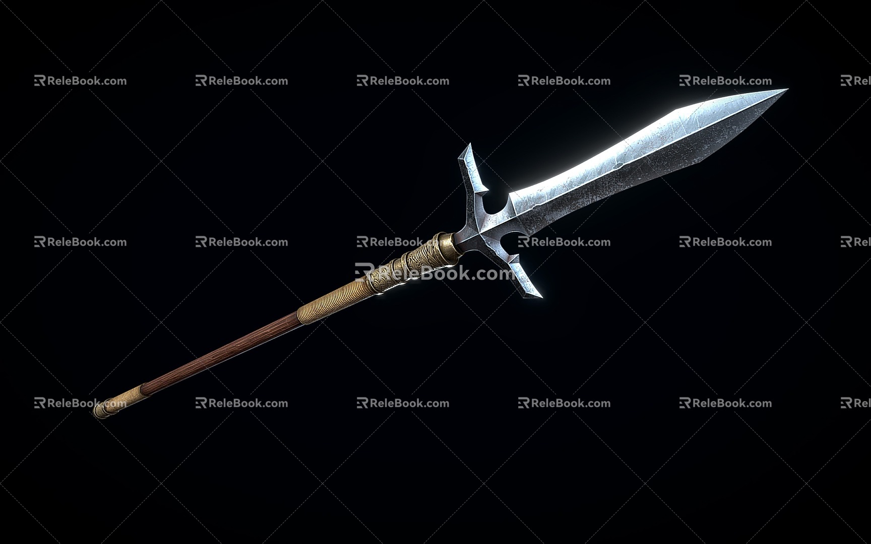 Chinese spear, lance, cold weapon 3d model