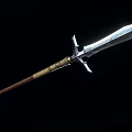 Ancient Medieval Spear Weapon With Sharp Metal Blade And Wooden Handle Design