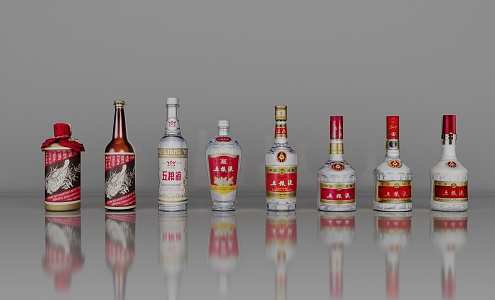 Wine wine Wuliangye one to eight generations of products 3d model