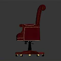 Red Leather Office Chair With Tufted Design Armrests And Gold Accents Wheeled Base