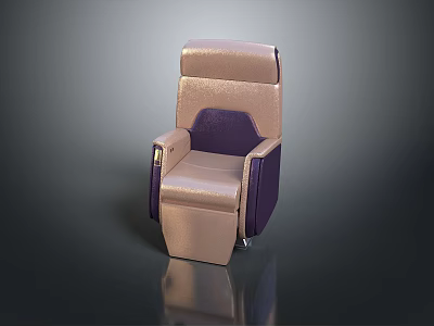 Comfortable Leather Furniture Chair With Beige And Purple Upholstery And Armrests 3d model