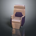 Comfortable Leather Furniture Chair With Beige And Purple Upholstery And Armrests