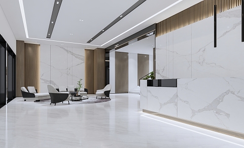 Modern Front Desk Real Estate Lobby 3d model