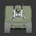 Green Military Tank 3D Model With Long Barrel Tracks And Turret Structure