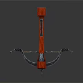 Ancient Red Wood And Metal Bow With Decorative Design And Arrow