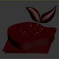 Red Strawberry Shaped Dessert Food With Green Leaves On Square Base