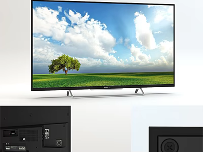 Vibrant Scenic TV Display With Blue Sky White Clouds Green Grass And Tree 3d model
