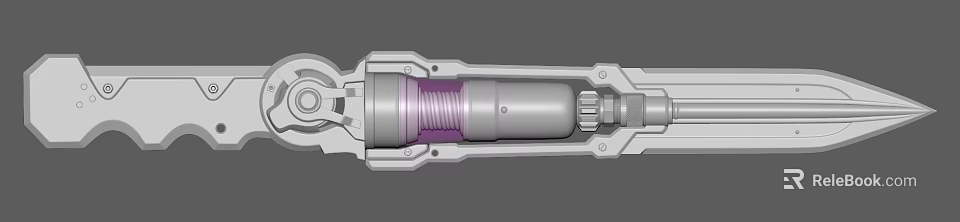 Internal Mechanical Structure With Purple Spring And Metal Housing Component 3d model 