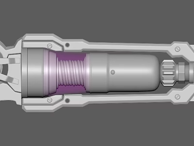 Internal Mechanical Structure With Purple Spring And Metal Housing Component 3d model