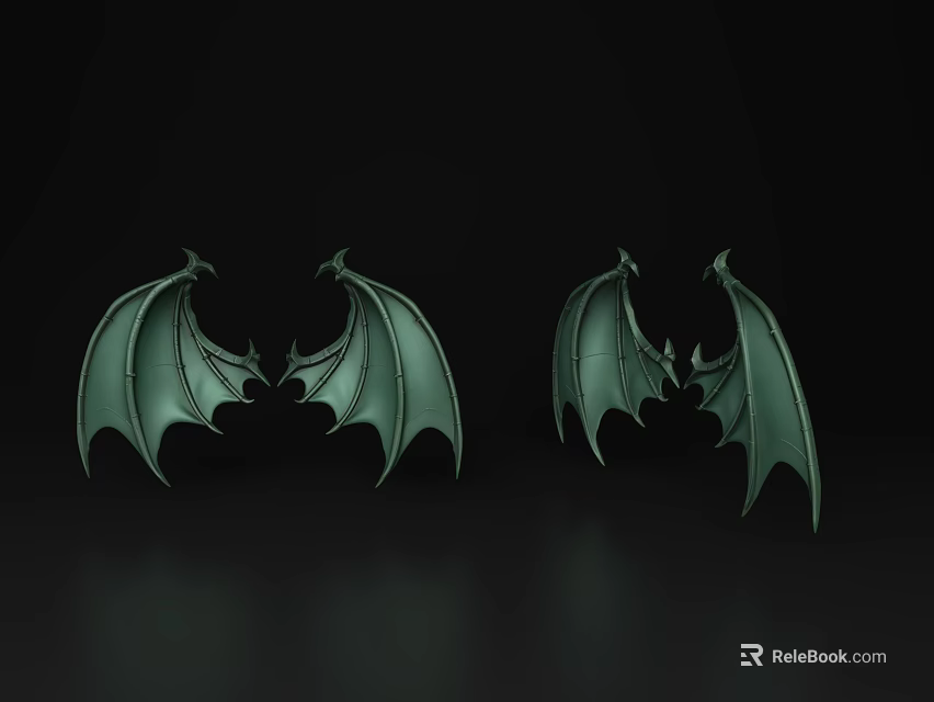 Elegant Green Wing Shaped Decorative Ornament Two Piece Set for Home Decor 3d model 