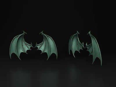 Elegant Green Wing Shaped Decorative Ornament Two Piece Set for Home Decor 3d model