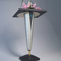 Modern Functional Podiums With Various Designs Microphones And Flower Arrangements 3d model