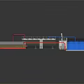 Technical Device Components With White Panel Red Base Machine Unit Blue Containers And Pipes