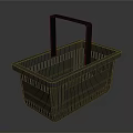 Gray Plastic Shopping Basket With Black Handle And Square Grid Design 3d model