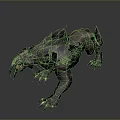 Ferocious Dark Fantasy Monster With Sharp Fangs Claws Red Eyes And Spiked Back