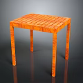 Stylish Orange Square Striped Table With Four Legs For Home Furniture