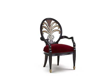 Elegant Single Sofa With Black Frame Red Cushion Decorative Backrest And Gold Legs 3d model