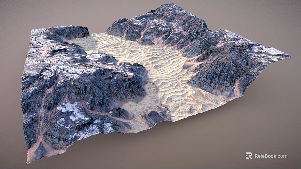 Mountainous Garden Landscape Design With Rocky Terrain And Terrace Like Textures 3d model 