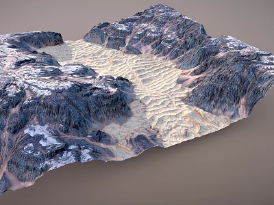 Mountainous Garden Landscape Design With Rocky Terrain And Terrace Like Textures 3d model