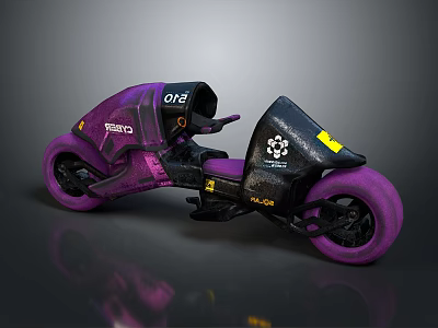 Purple and Black FENIX Motorcycle with 015 Number Hexagon Logo and Purple Tires 3d model