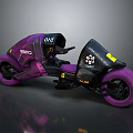 Purple and Black FENIX Motorcycle with 015 Number Hexagon Logo and Purple Tires