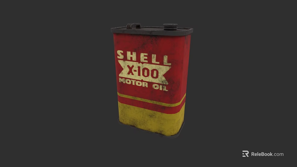 Shell X100 Motor Oil Red And Yellow Container For Automotive Lubricant 3d model 