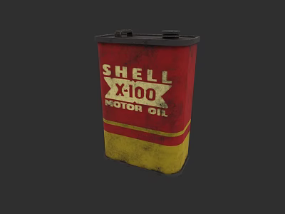 Shell X100 Motor Oil Red And Yellow Container For Automotive Lubricant 3d model