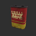 Shell X100 Motor Oil Red And Yellow Container For Automotive Lubricant