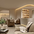 Luxury Beauty Salon Interior With Beige Sofas Green Plants And Product Shelves