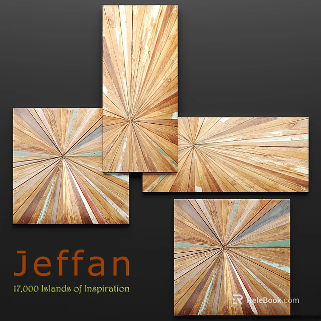 Wooden Wall Decor with Radiating Pattern Natural Tones and Multi Colored Stripes 3d model 