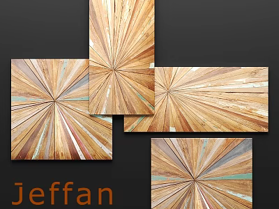 Wooden Wall Decor with Radiating Pattern Natural Tones and Multi Colored Stripes 3d model