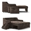 Comfortable Brown Tufted Sofa Ottoman With Storage And Decorative Cushions 3d model