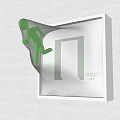 Green Emergency Exit Hanging Sign With Running Figure Icon And EXIT Text On Wall