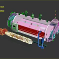 Industrial Cylindrical Tank Equipment With Control Panel Valves Gauges And Red Component