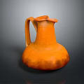 Artistic Handcrafted Orange Ceramic Jug Sculpture With Handle And Spout Design