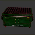 Green Trash Bin With DO NOT BLOCK Sign And Yellow Arrows For Daily Use