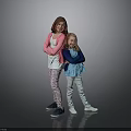 Two Young Girls With Long Shiny Hair And Happy Expressive Faces