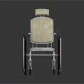 Vintage Wheelchair With Wooden Seat And Metal Frame On Reflective Surface