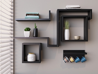 Nordic Partition Wall Hanging Bookshelf Wall Storage Rack Decorative Rack Creative Lattice Storage Bookshelf 3d model