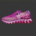 Stylish Everyday Sports Shoes With Mesh Upper Serrated Red White Sole Teal Pink Heel Detail