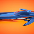 Futuristic Aerodynamic Sports Car With Sleek Metallic Finish On Orange Background